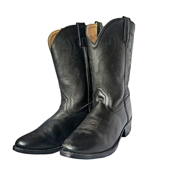 Smoky Mountain Shoes - Smoky Mountain Black Leather Cowboy Boots-